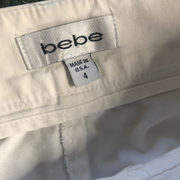 Bebe White Crop Jeans Button Cuff Pants White Size 4 - Picture 3 of 5